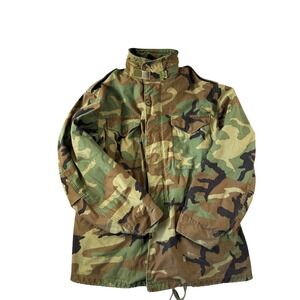 Vintage 1984 Alpha Industries M-65 Field Jacket Woodland Camo Large